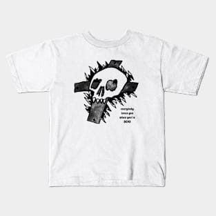 Goth Skull Cross Dead Love original artwork drawing ink tattoo black & white Kids T-Shirt